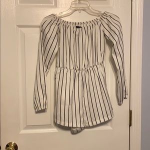 Black and white off the shoulder romper